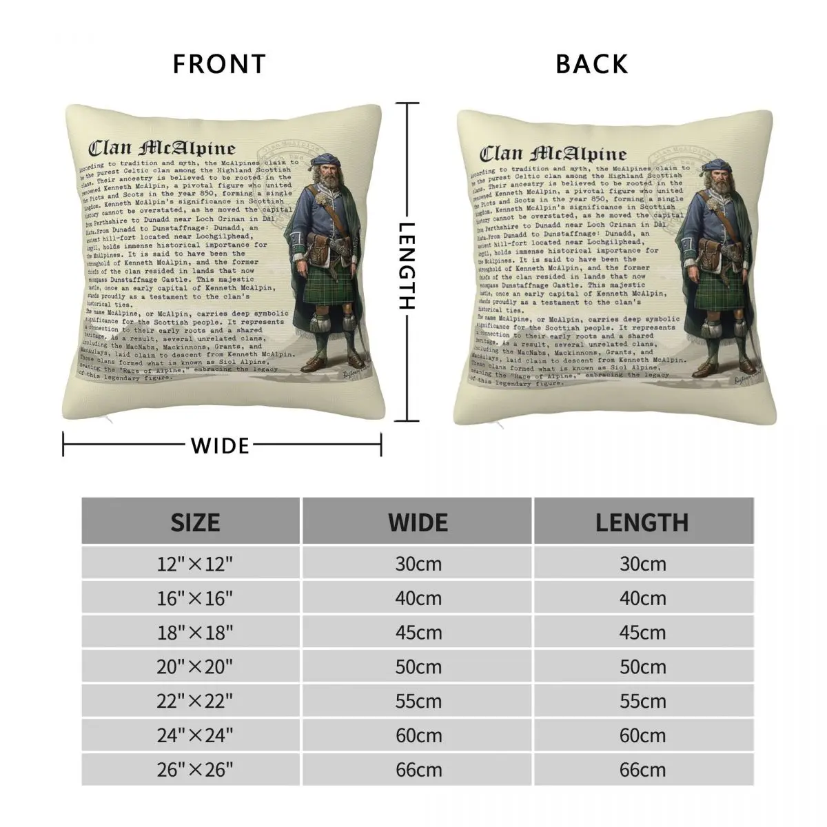 Clan Mcalpine Scottish History Pillowcase Polyester Linen Velvet Pattern Zip Decor Throw Pillow Case Home Cushion Cover