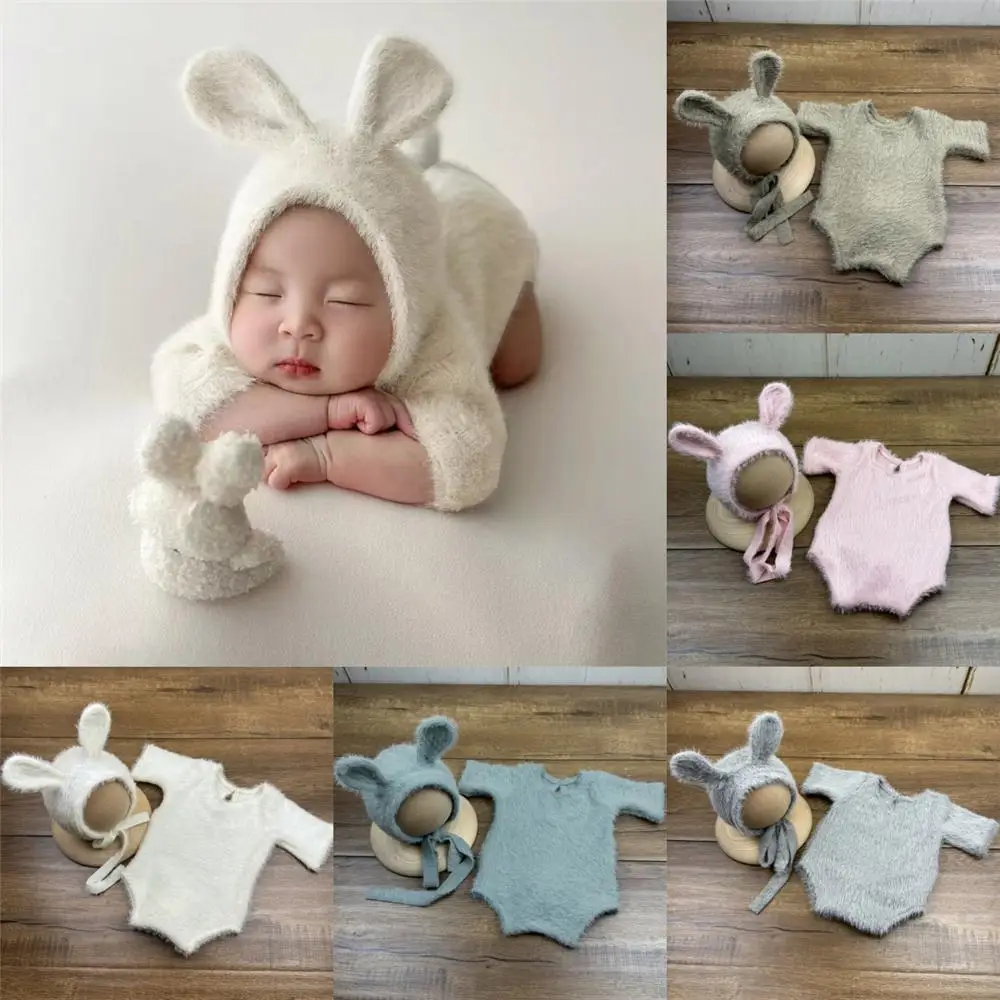 

Мягкий вязаный реквизит для фотосъемки новорожденных, очаровательный вязаный наряд для косплея, легкий милый реквизит для куклы-кролика для новорожденных