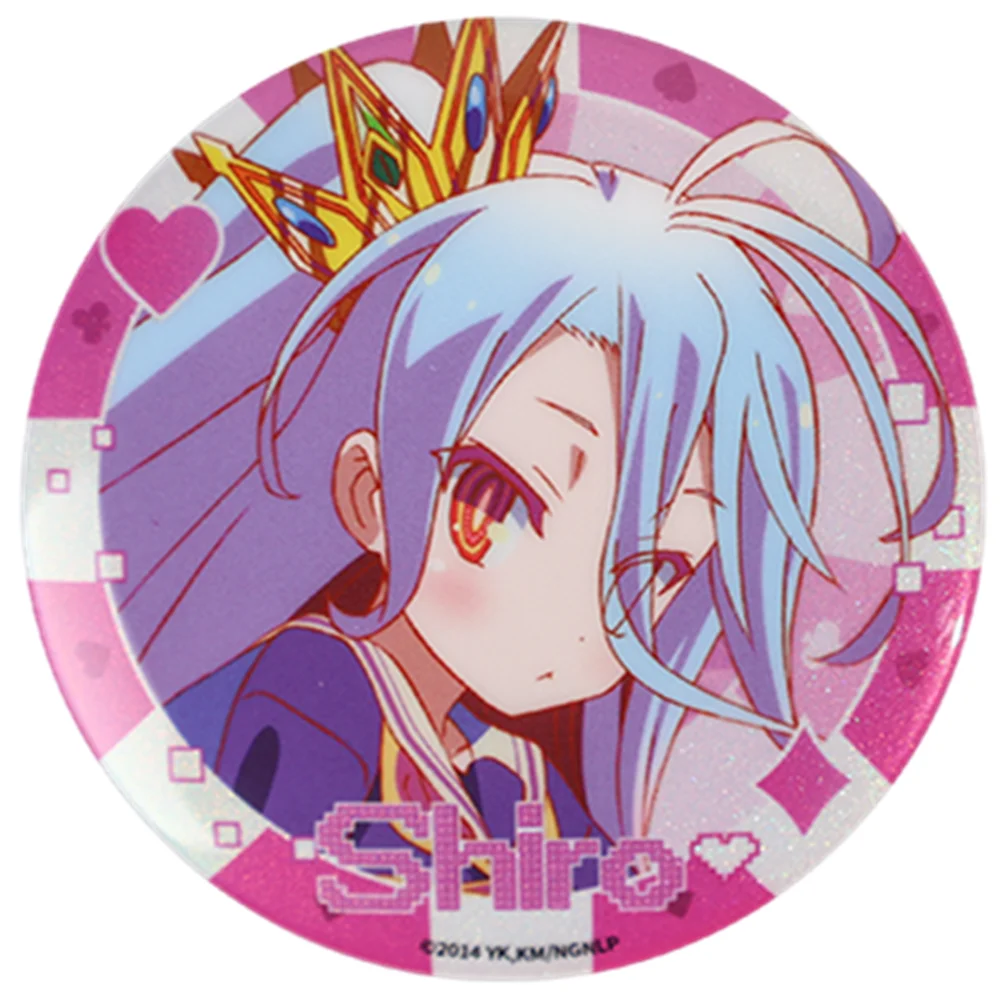58mm Anime NO GAME NO LIFE Sora Shiro Riku Dora Stefani Dora Cosplay COSTUME Badge Pin SPTE Tinplate Brooch﻿ Prop Xmas Gilf