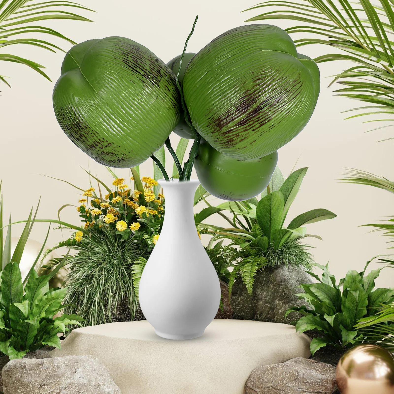 

Imitation Coconut Fruit Decor Artificial Tropical Plants Fake Coconuts Beach Hawaiian Party Luau Decorations Fruit Birthday
