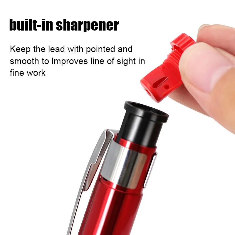 6 Teile/satz Metall Stift Clip Mechanische Bleistift Set mit Bleistift Kappe Integrierte Spitzer 2,8mm Ersatz Blei Tiefe Loch kennzeichnung Werkzeug ﻿ – Detail 7
