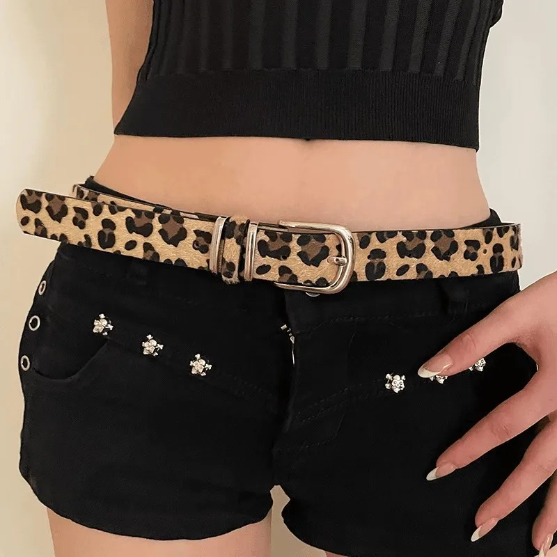 

Retro Leopard Buckle Snake Pattern Belts Y2K Thin Belt Hot Fashion Simple Jeans Decoration Instagram Belt Waistband for Women