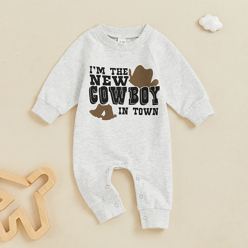 Western Baby Boy Clothes I 'M The New Cow Boy Jumpsuit Long Sleeve Romper Infant Fall Outfit