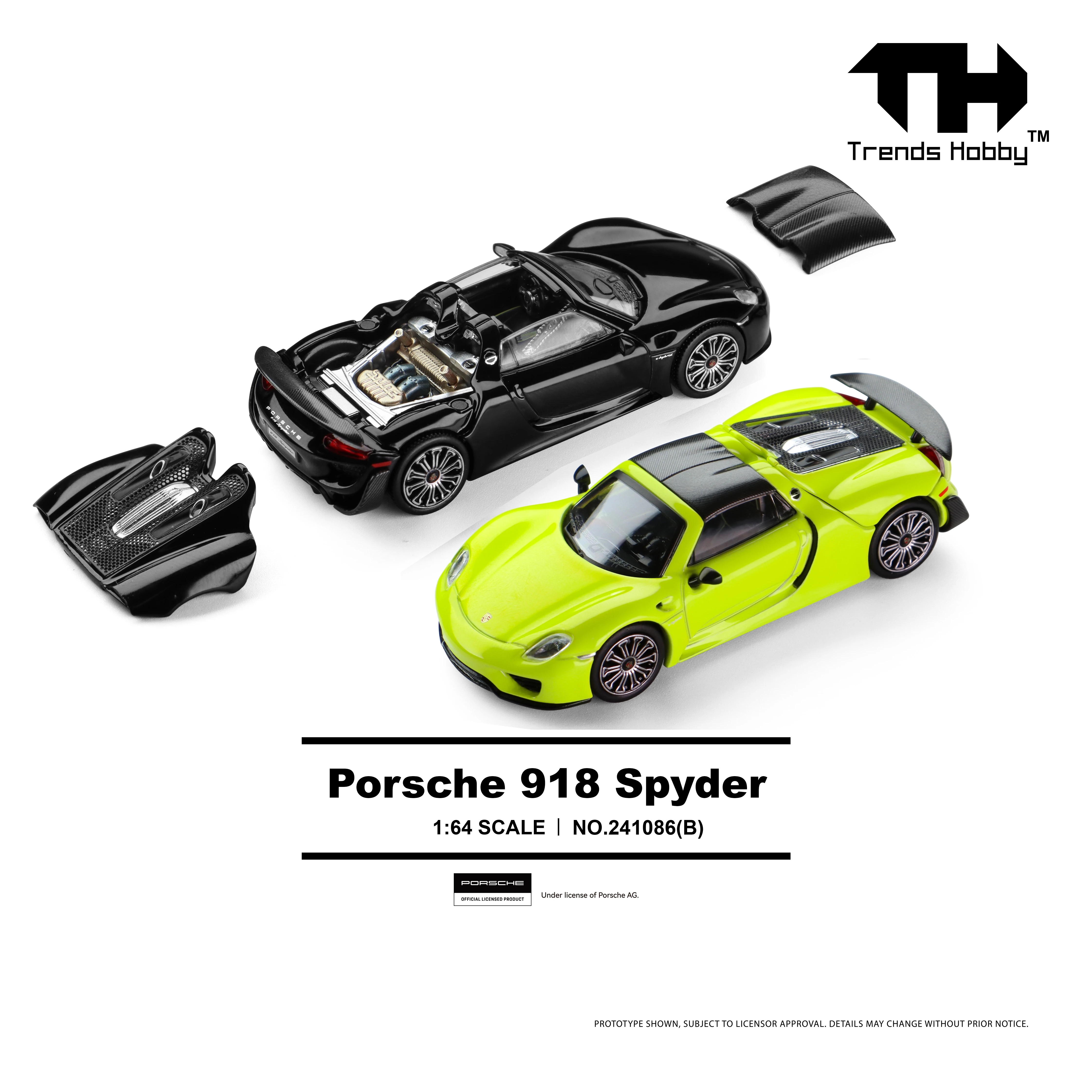 

Trends Hobby 1/64 Porsche 918 Spyder Super Vehicle Miniature Model Alloy Toy Car Free Wheels Diecast Metal Collection Gift Kid