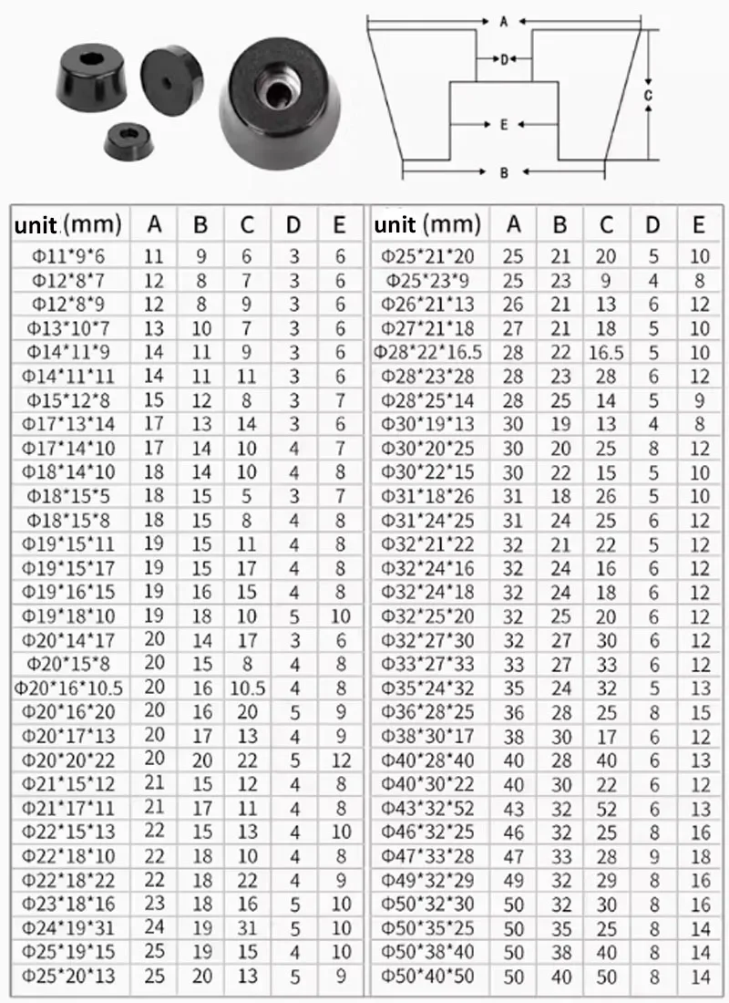 Black Foot Pad Rubber Tips Table Box Speaker Furniture Leg Shock Stand Absorber Non-slip With Gasket