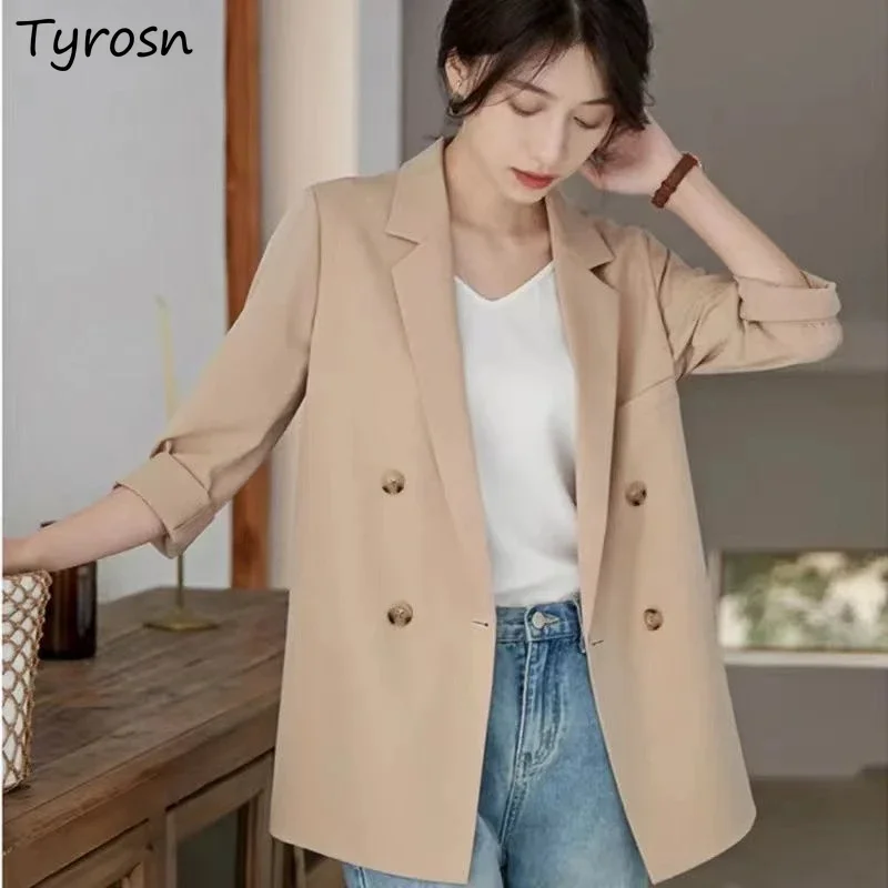 Blazers Women Simple Korean Style Loose All-match Design Solid Elegant Office Lady Fashion Autumn Comfortable Retro Leisure New