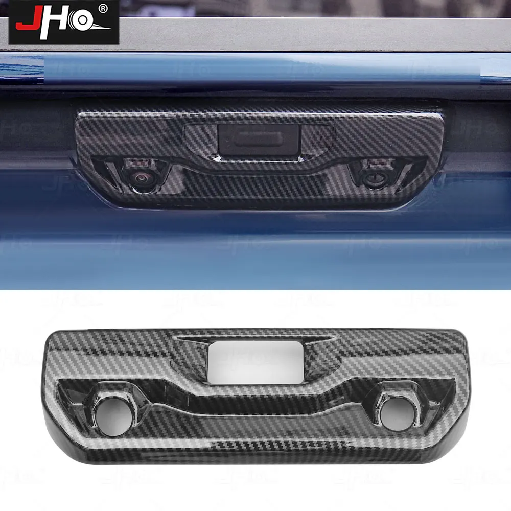 

JHO ABS Carbon Grain Tailgate Door Handle Cover Rear Grab Trims for 2019-2024 Chevy Silverado GMC Enterior Decorate Accessories