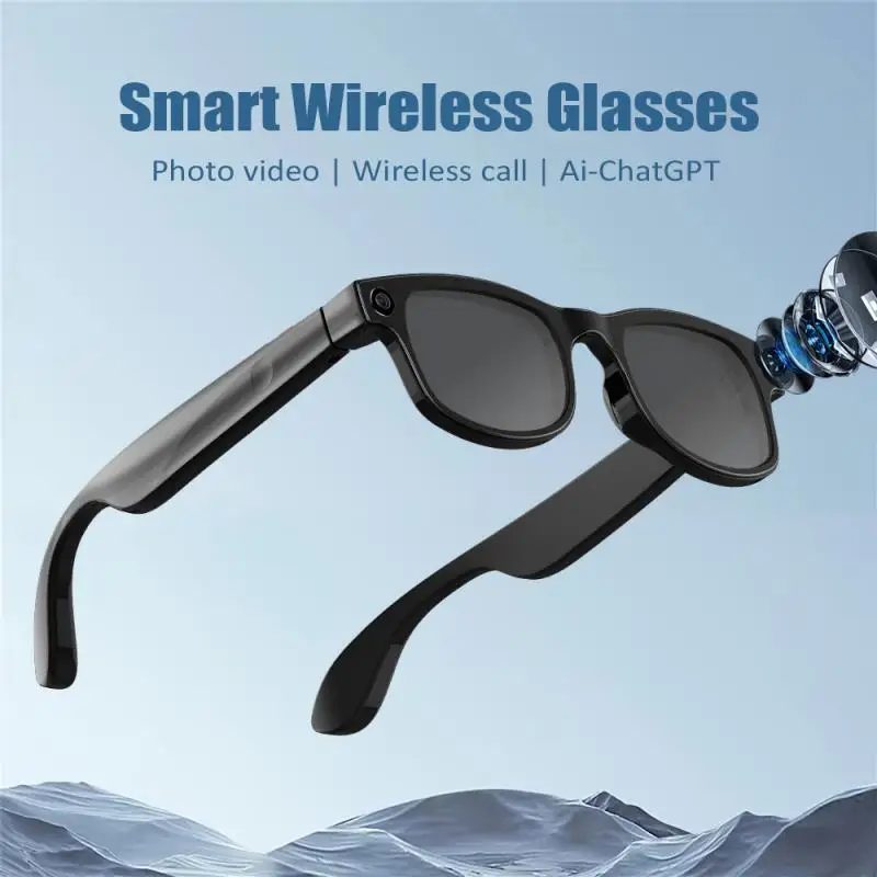 Nowe inteligentne okulary z kamerą AI, połączenia Bluetooth, odtwarzanie muzyki, inteligentny asystent głosowy, wodoodporne okulary smart z ładowaniem magnetycznym.