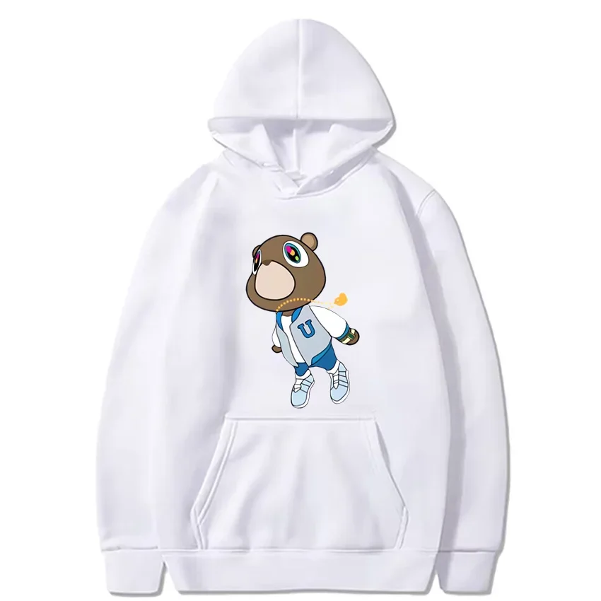 Kanye West mezuniyet ayı vintage Hoodie erkekler kadınlar Hip Hop kazak Streetwear boy Unisex uzun kollu kapüşonlu Sweatshirt