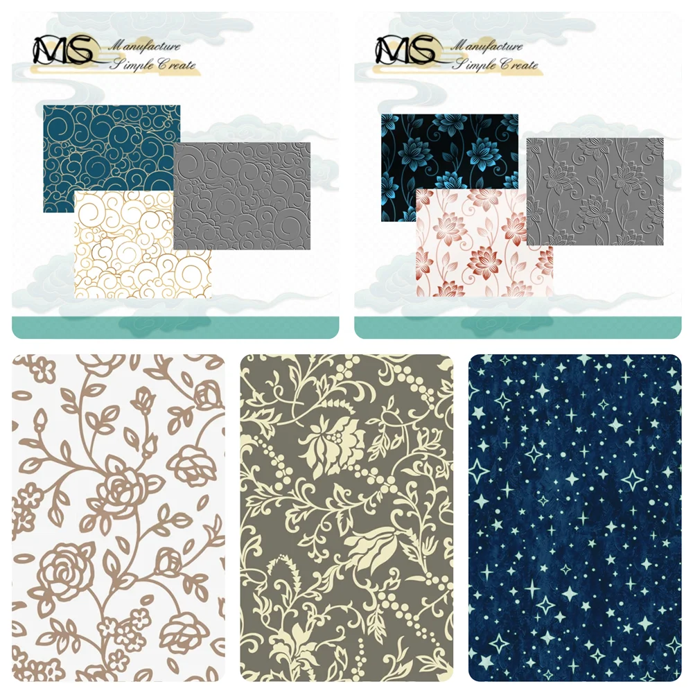 Heißfolien-Plattenstanzformen: Stern, Blumen, Blätter, Linien – Halloween- und Weihnachtshintergrund, Scrapbooking-Rahmen, Kartenbasteln, Metall-Stanzformen
