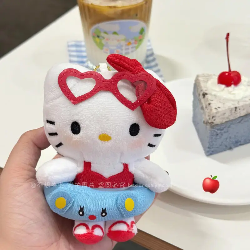 Sanrio Hello Kitty Cartoon Swimming Ring Bag Pendant Clothes Accessories Student Backpack Zipper Decoration Girl's Birthday Gift