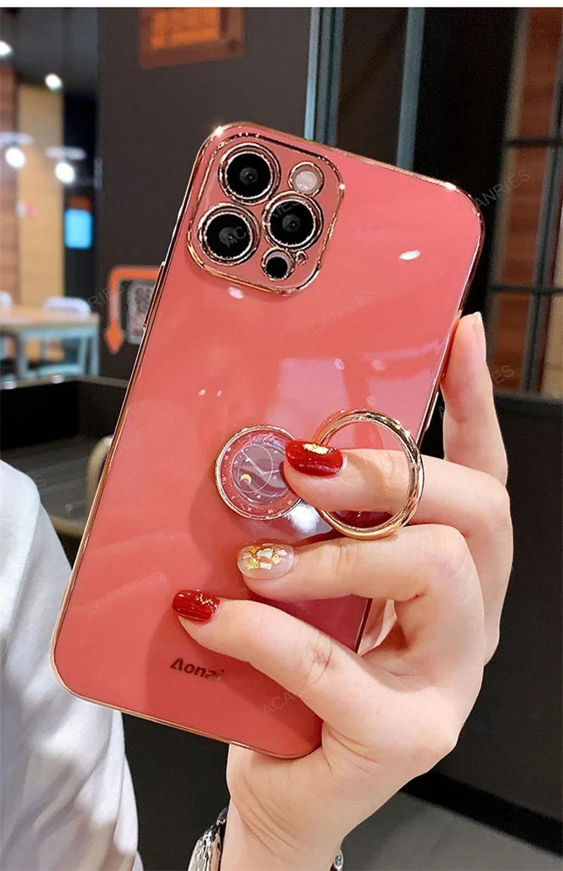 Magic6 Magic5 6lite 5lite Luxury Plating Ring Holder Stand Case For Huawei Honor Magic 6 5 Lite Pro 5g X9a X9b Silicone Cover