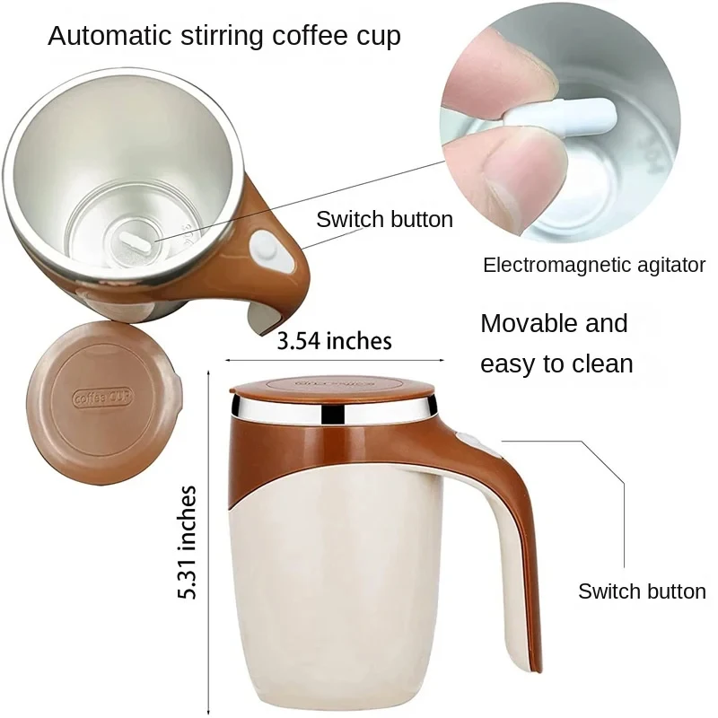 Multifunctional Automatic Mixing Cup Electric Milk Cup Magnetic Rotating USB Charging Milk Frother Coffee Mixing Cup