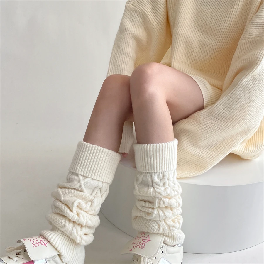 Women Wool Knitted Foot Cover Arm Warmer Autumn Winter Lolita Kawaii Leg Warmers Long Socks Crochet Boot Cuffs Stockings