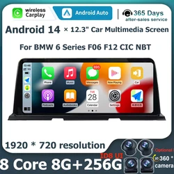 For BMW 6 Series F06 F12 CIC NBT Stereo 12.3'' Android 14  Car Radio Monitors Car DSP Touch Screen Multimedia Navigation HD