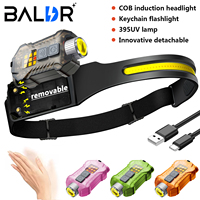 BALDR XW005 LED Sensor Headlamp USB C Rechargable Detachable Headlight Led Head Torch Built-in Battery Fishing Camping Lantern