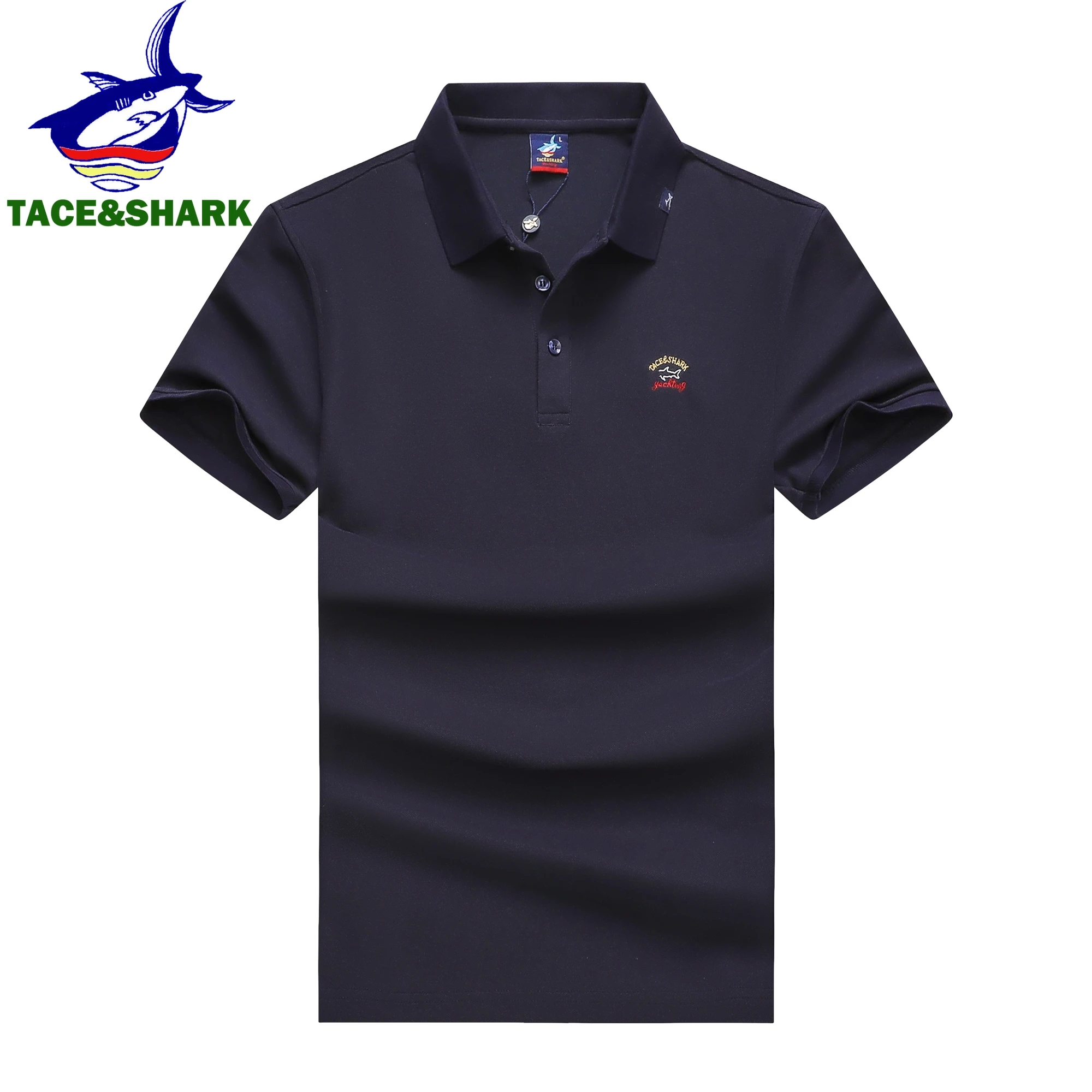 

TACE&SHARK 2024 Summer Fashion Solid Color Polo Shirt Brand Shark Camisa Masculina Mens Breathable Polos Shirts Red Blue