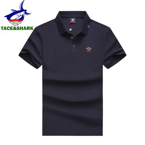 TACE&SHARK 2024 여름 패션 솔리드 컬러 폴로 셔츠 브랜드 Shark Camisa Masculina Mens 통기성 폴로 셔츠 레드 블루