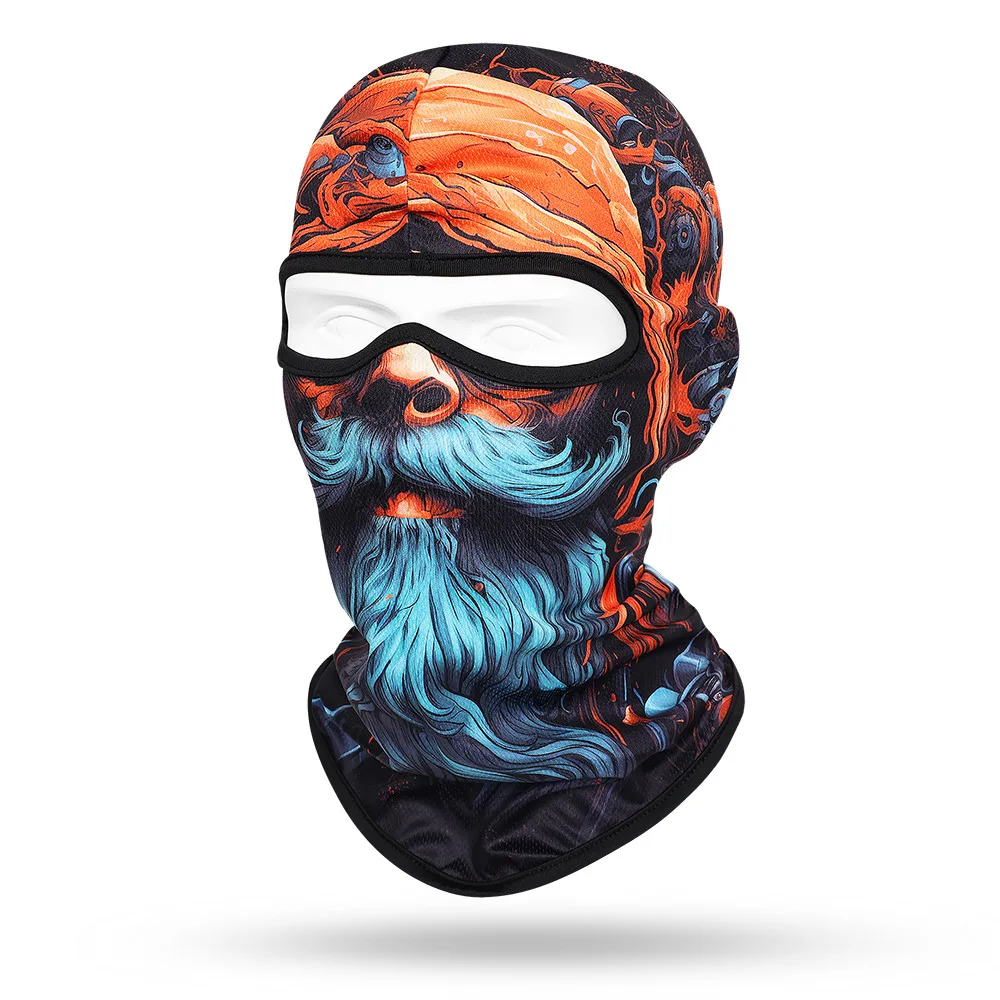 Beard Old Men Balaclava Skull Full Face Cap New 3D Print Elastic Dry Quick Masks Hat Motorcycle Helmet Liner Biker Neck Warmer