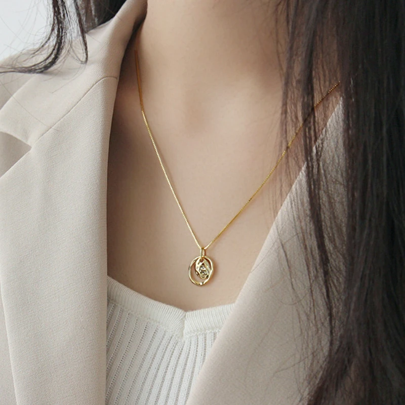 Uneven Hangtag S925 Sterling Silver Necklace Pendants Irregular Original Fashion Elegant Fine Jewelry for Woman Factory Designer