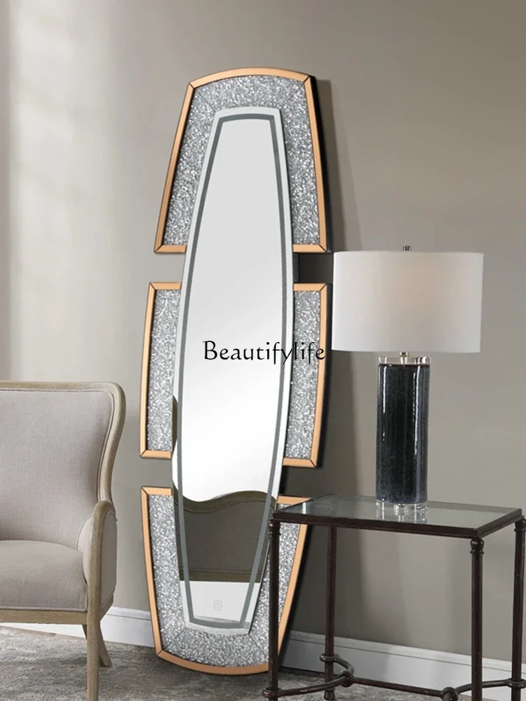 European light luxury floor-to-ceiling full-length mirror, wall-mounted dressing mirror in the entrance