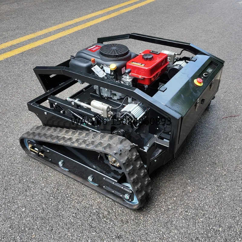 Radio Control Tracked All Terrain Remote Control Robot Lawn Mower with Engine High Productivity Weed Mowing Machine