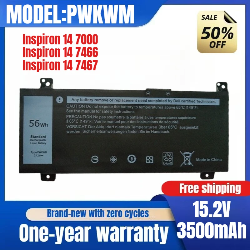 For Dell Inspiron 14-7466 7467 7000 P78G PWKWM Laptop Battery High Capacity Battery High Quality Replacement Battery