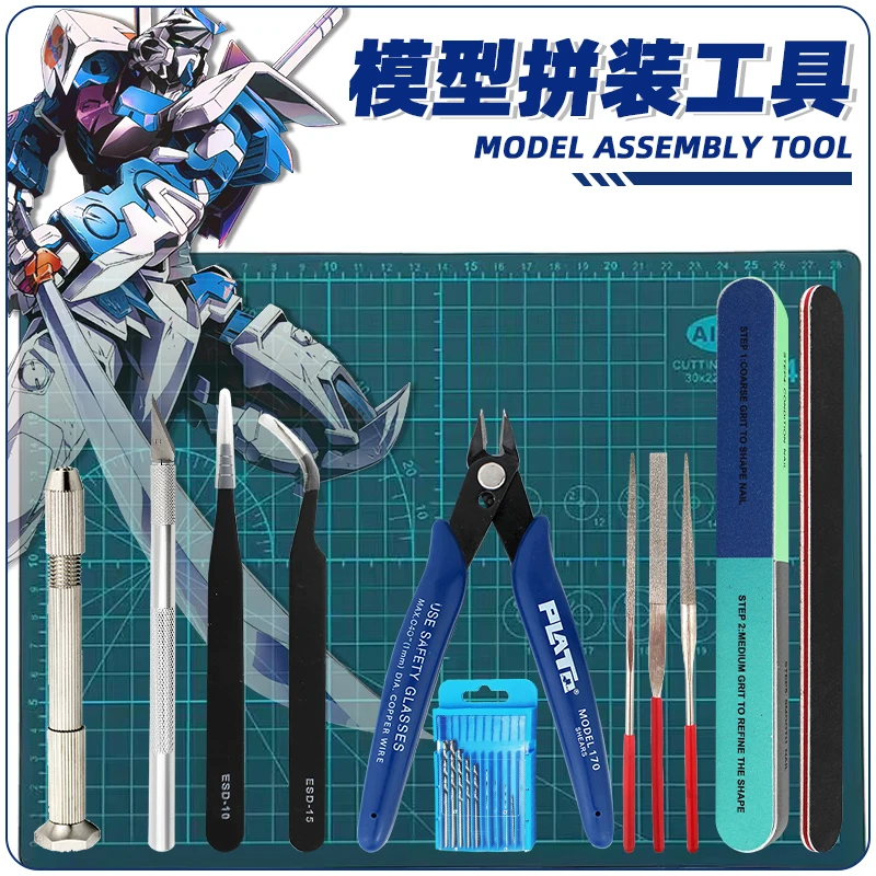 Model Manual Assembly Tool Set A4cutting Mat Tweezers Pen Knife Cutting Mat Cutting Pliers Beginner Basic Set HOBBY DIY