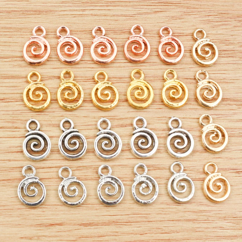 30 sztuk 11x8mm Antique Silver Plated KC złote kolory rod Swirl ręcznie robiony wisiorek: DIY dla bransoletka naszyjnik
