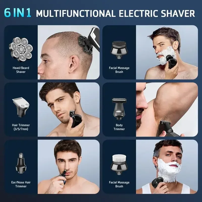 DIHOOM 6-in-1 8-head Electric Shaver, Multifunctional Shaving Head, Long Battery Life, 360-degree All-round Beauty and Cleaning