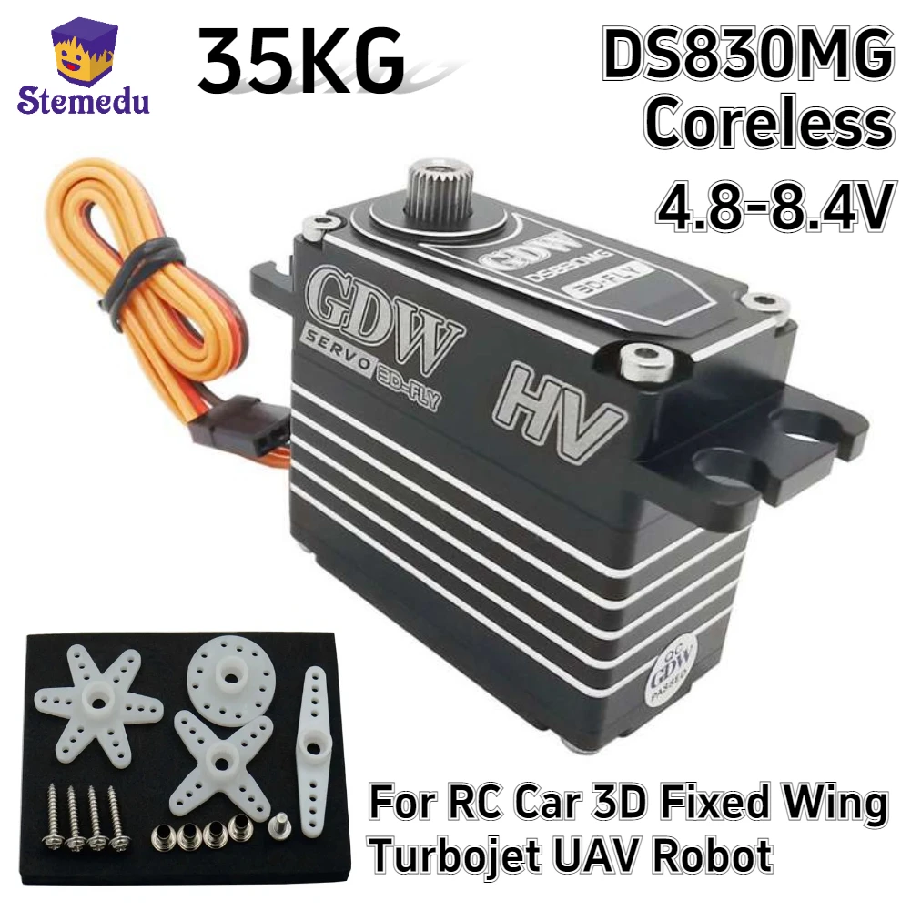 

GDW DS830MG 35KG 4.8-8.4V Coreless Digital Servo Motor Large Suitable for Remote Control Car 3D Fixed Wing Turbojet UAV Robot