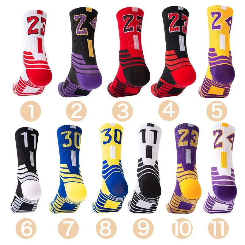 

Basketball Socks for Men - Star Player & Team Themed, Mid-Calf/Crew Length Cotton Socks, Professional Athletic Socks for Teen At