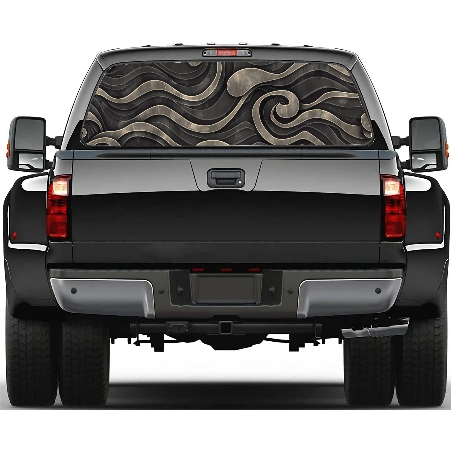 Minimalistic Wave Pattern Car Rear Window Decal Fit Pickup,Truck,Car Universal See Through Perforated Back Window Vinyl Sticker