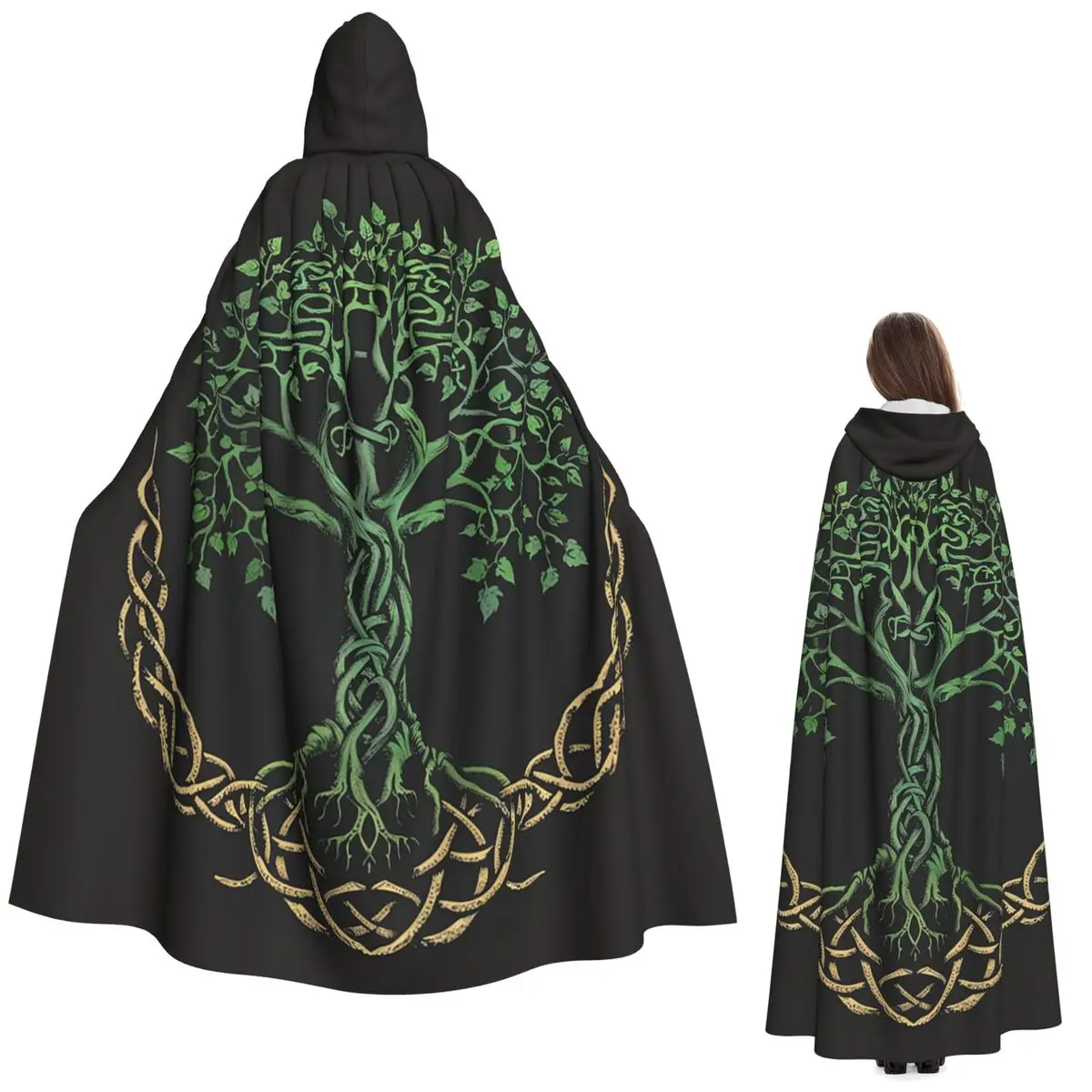 

Yggdrasil Древо жизни кельтский длинный плащ с капюшоном ведьма средневековый костюм косплей накидка Хэллоуин вечеринка для взрослых унисекс