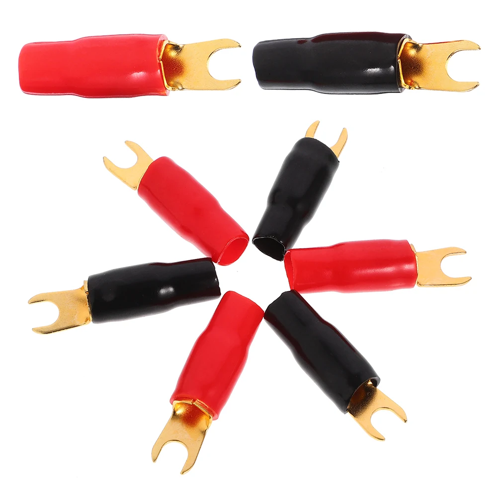 

4 Pcs Audio Modification Terminals High Quality Gold Plated Fork Spade Connectors Electrical Crimp Terminals Spade Adapters