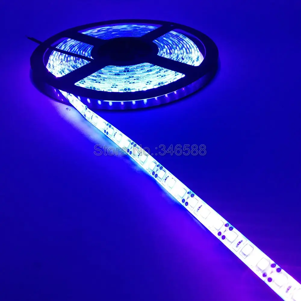 Striscia LED UV ultravioletta 5m 12V IP20 IP65 impermeabile 395nm 60/120 leds/m 2835 SMD LED Strip Light bianco nero PCB fluorescenza