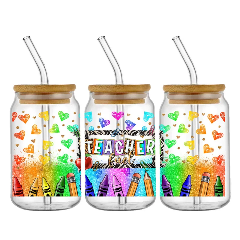 Teachers Life Designs 16OZ UV DTF Transfer Cup Wraps Sticker For Teacher The Libby Glasses Coffee Custom Decals