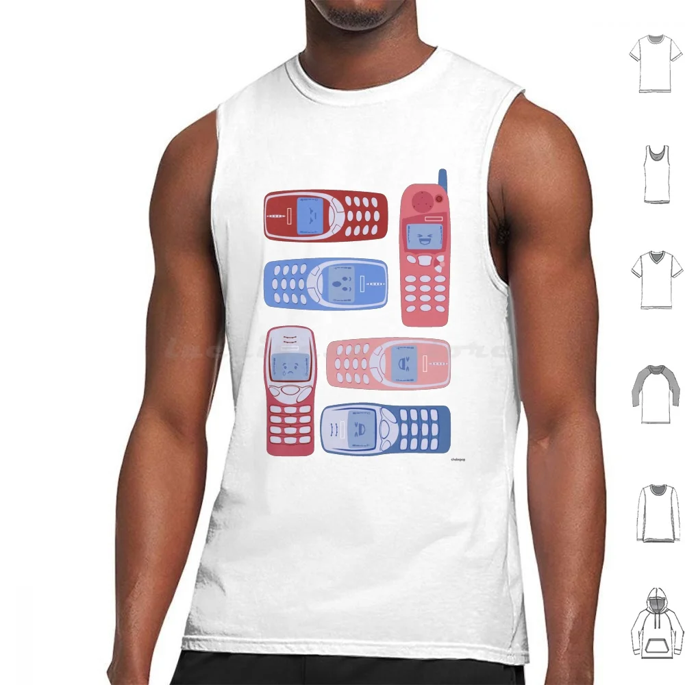 Vintage Cellphone Reactions Tank Tops Print Cotton Mobilephone Phone Cellphone Retro Vintage Nokia Nokia 3210 Nokia