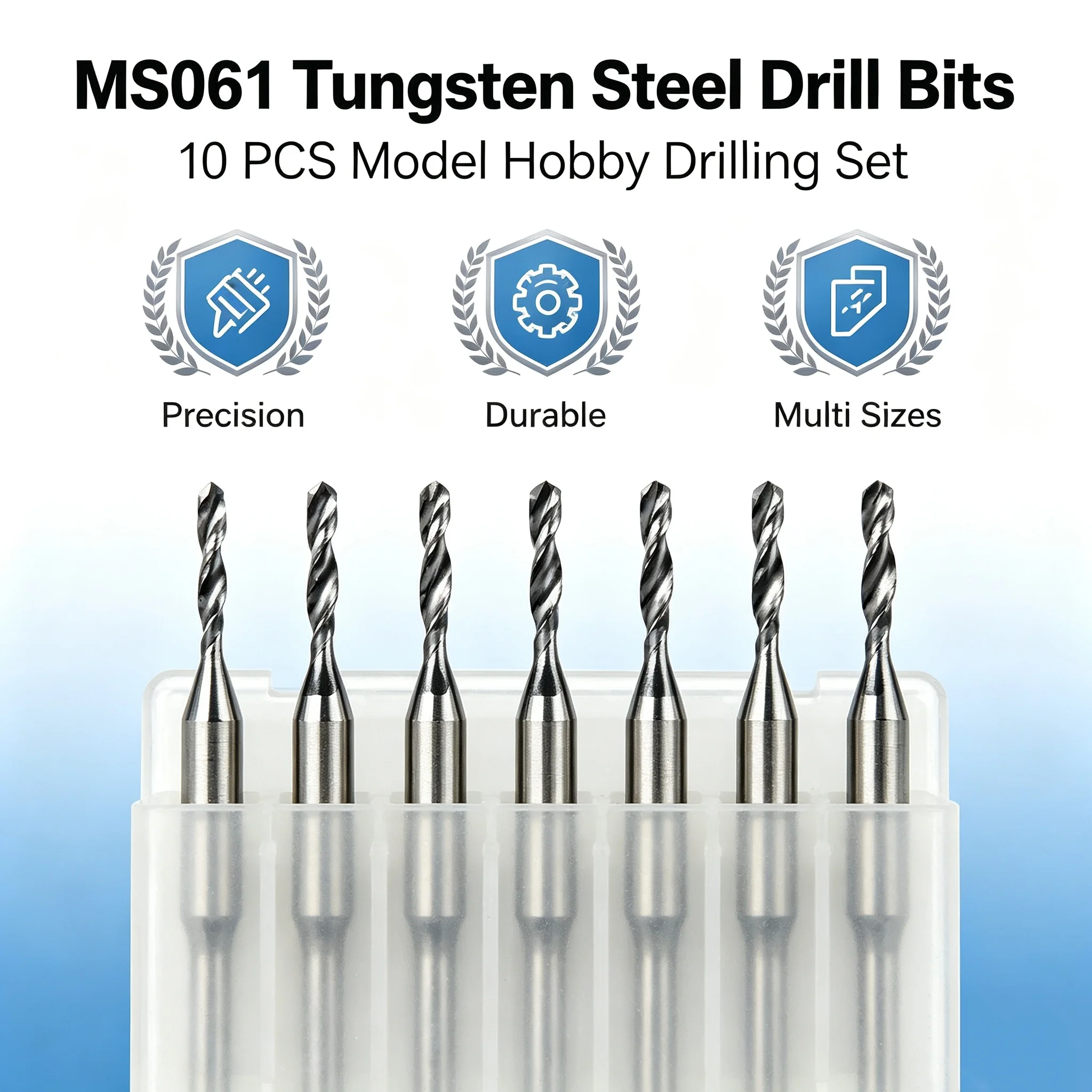 MSWZ MS061 0.1mm-3.0mm Drill Bits Tool Set (10pcs/lot) for ABS Plastic Model Drilling/Punching Hobby DIY Drill Bits