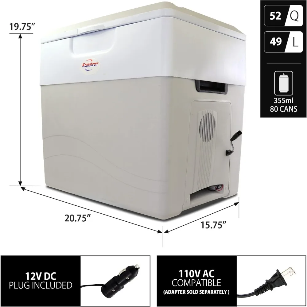 Electric Cooler & Warmer with Handle |52 Quart (49 L) Portable Thermoelectric Fridge for Vehicles & Trucks| 110V AC Power