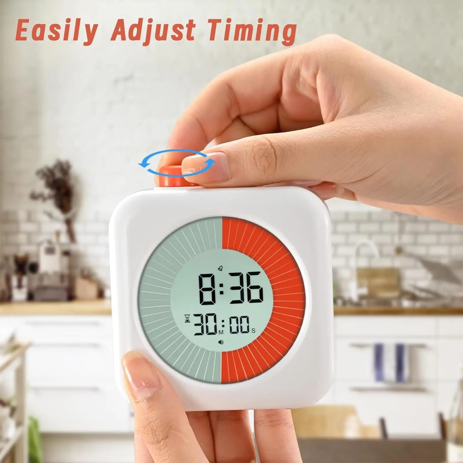 EooCoo Digital Visual 60 Minute Countdown Timer/Time Clock Alarm 3 in 1 Management Tool for Home Kitchen Office School Supplies