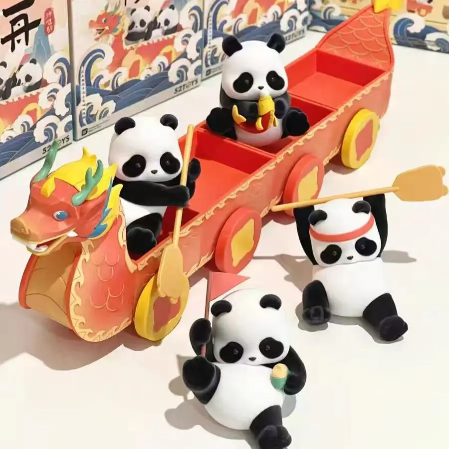 

52TOYS Panda Roll Fat Baby Boating Along the River Blind Box Ручной панда Roll Race Loong Boat настольный орнамент Подарочные игрушки