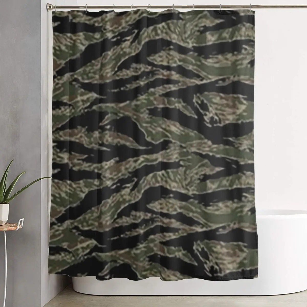 

Камуфляжная занавеска для душа с тигровым принтом, военная, полиэстеровая, водонепроницаемая, для ванной комнаты, с крючками