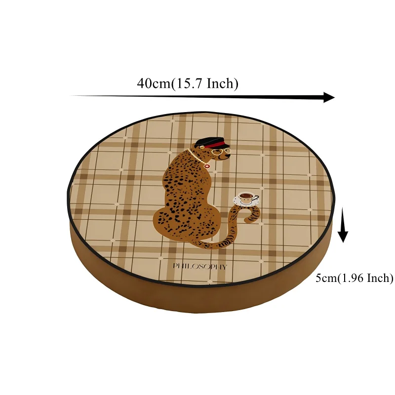 Vintage Velvet Round Floor Cushion Retro Bird Floral Print Thick Pouf Seat Pad Soft Tatami Meditation Pillow for Living Room