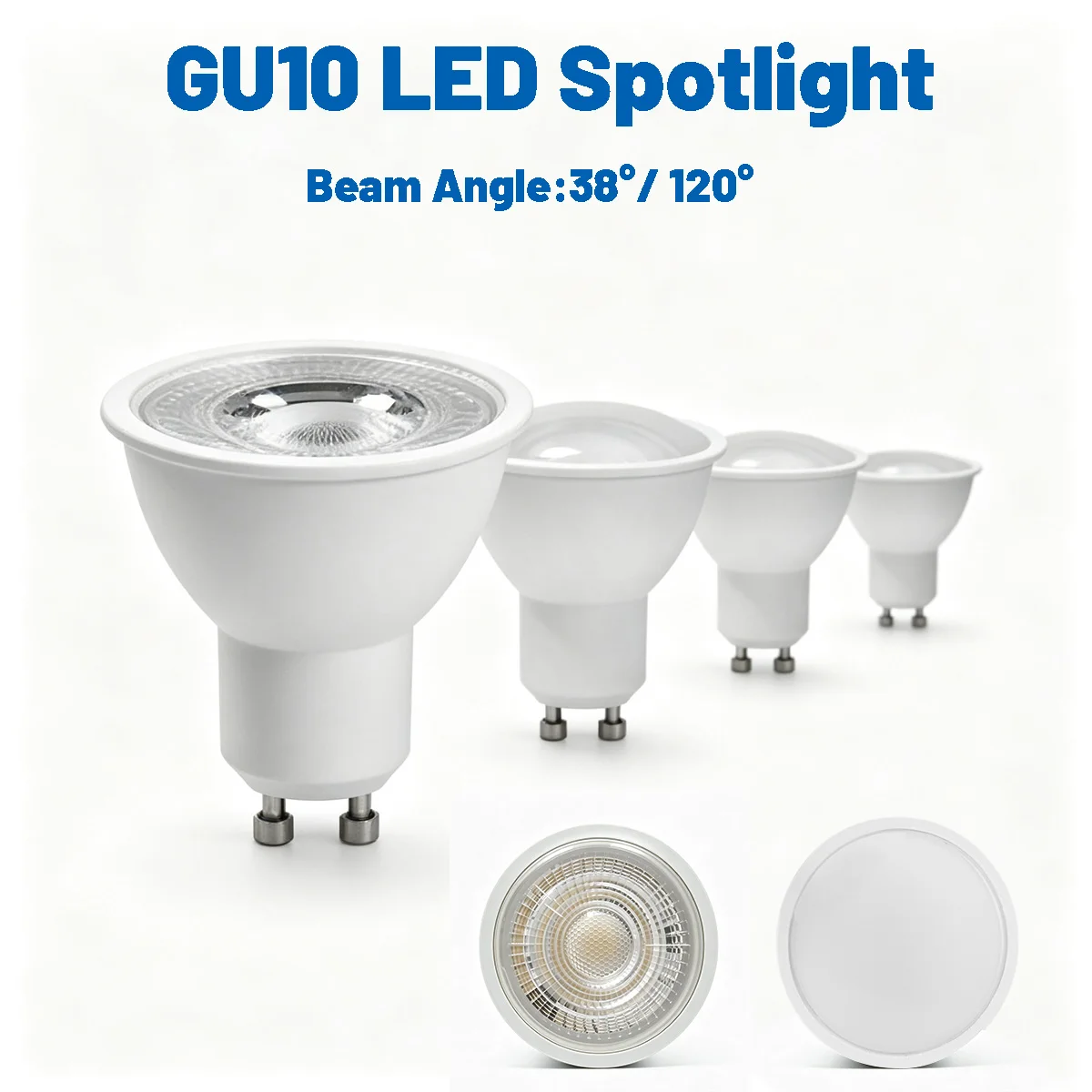 2-10PACK 220V GU10 LED Bulb 3W 5W 6W 7W 8W 9W Multi Power Options 38° 120° Beam Angle Halogen Replacement Foyer Cafe Spotlight