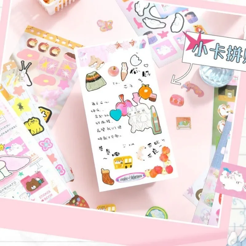 Ins حساب اليد سجل القصاصات ملصقات الكرتون PET ملصق كتاب Diy بها بنفسك مذكرات الديكور اللوازم المدرسية ملصقات القرطاسية الإبداعية