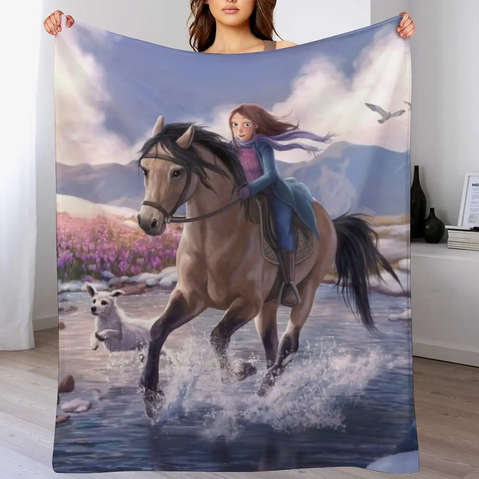 StarStable Horse Wallpaper Throw Blanket Shaggy Furry Soft Blanket for Bedroom Living Room