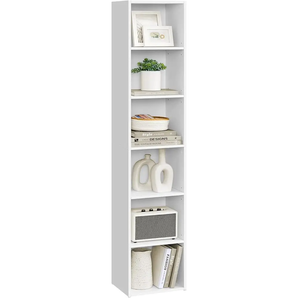 Collection - 6-Tier Bookcase, Open Storage Shel, 9.4 x 11.9 x 63.3 Inches, Living Room, Home Office, Dining Room, Cloud White UL