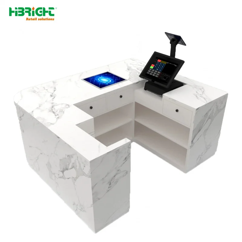 custom.HIGHBRIGHT Cash Register System Automatic Checkout Counter Conveyor Belt Durable Model HBE-CC 960mm Height 960mm