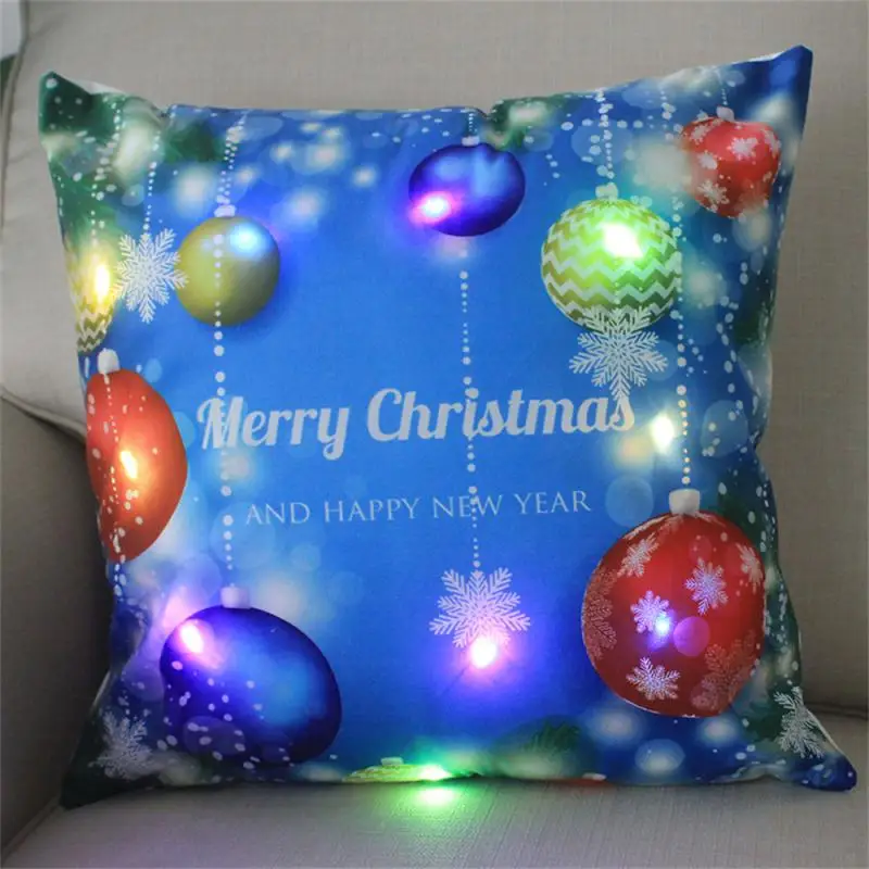 2/1PC LED Christmas Pillowcase Santa Claus Luminous Cushion Home Sofa Table Car Decor Christmas Decoration 2025 New Year Gifts